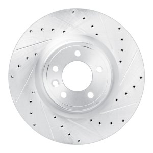 Land Rover Discovery Brake Rotor (1) - Front Right - R1 Concepts - Drilled & Slotted - Silver - `18-`24